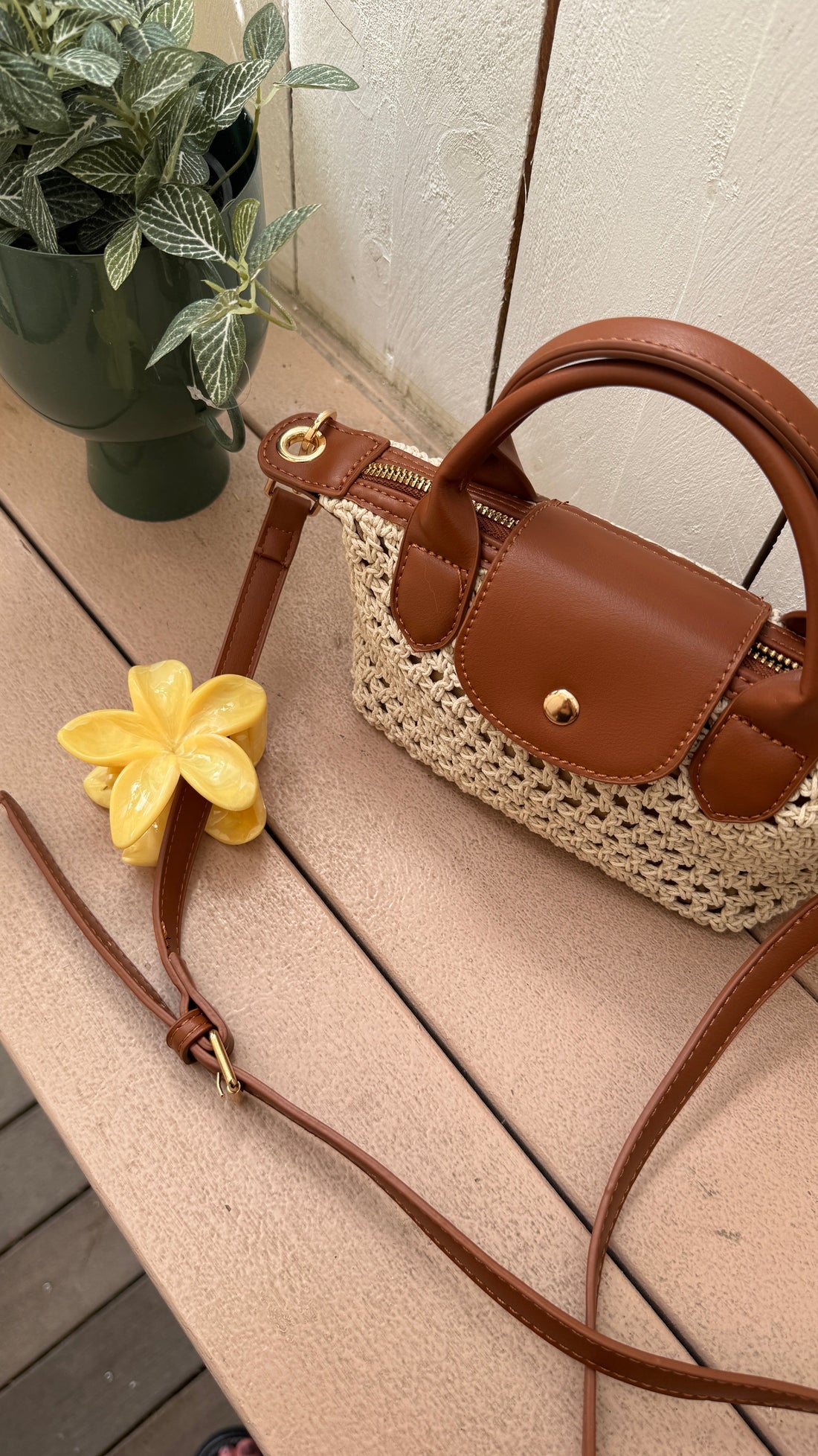 Sac crochet - Beige (avec bandoulière)